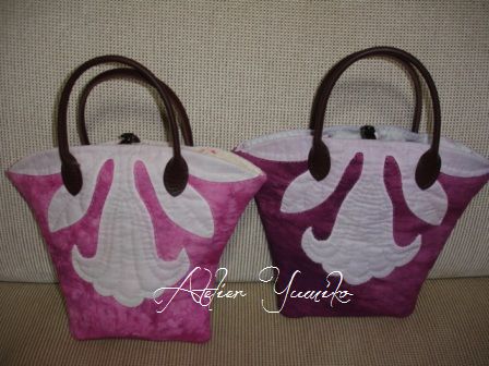 ハワイアンキルトのエンゼルストランペットの小型バッグ